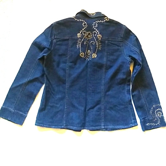 *NWOT Chico's Embroidered Denim Jacket Blazer - MATCHING JEANS LISTED SEPARATELY - Picture 3 of 8